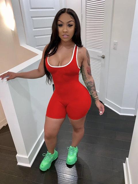 New Summer Casual Playsuits - Women's Sexy Spaghetti Sports Jumpsuit (1U33)
