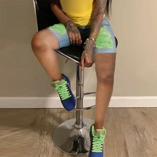 Wonderful Summer Women's Ripped Jeans Shorts - High Waisted Jeans - Plus Size Short - Plus Size (1U32)
