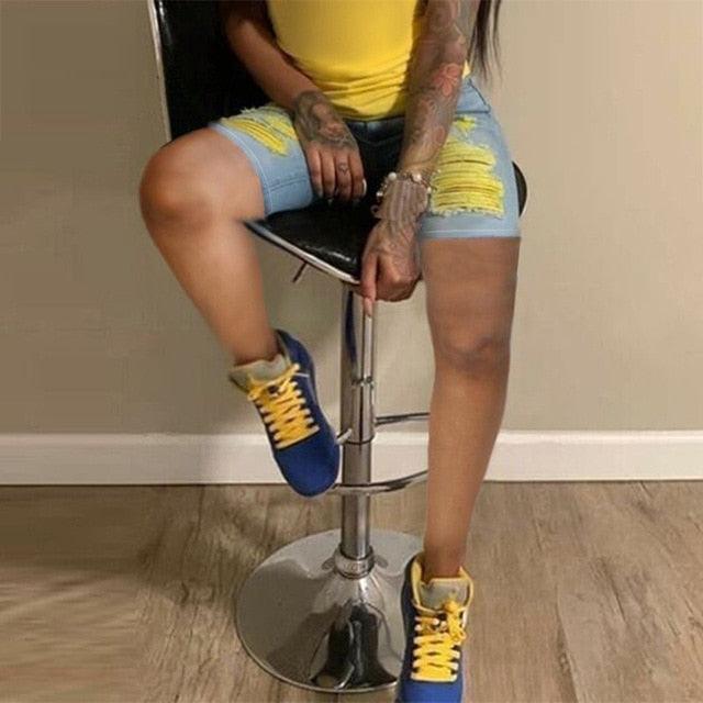 Wonderful Summer Women's Ripped Jeans Shorts - High Waisted Jeans - Plus Size Short - Plus Size (1U32)