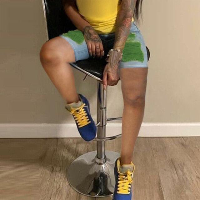 Wonderful Summer Women's Ripped Jeans Shorts - High Waisted Jeans - Plus Size Short - Plus Size (1U32)