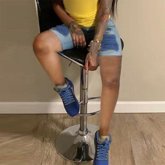 Wonderful Summer Women's Ripped Jeans Shorts - High Waisted Jeans - Plus Size Short - Plus Size (1U32)