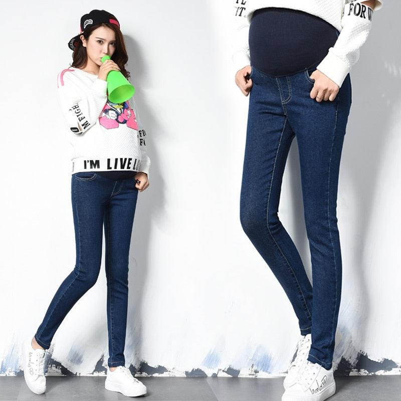 Cute Elastic Waist Maternity Jeans Pants - Pregnancy Clothes Autumn / Spring/Summer Women Trousers - Plus Size (Z2)