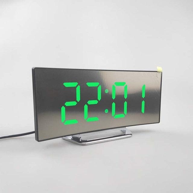 Electronic Alarm Clock - Noiseless Design Digital LED Large Display Mirror (HA4)(1U57)