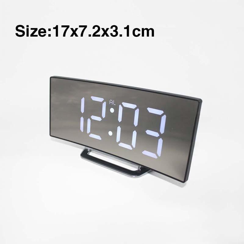 Electronic Alarm Clock - Noiseless Design Digital LED Large Display Mirror (HA4)(1U57)