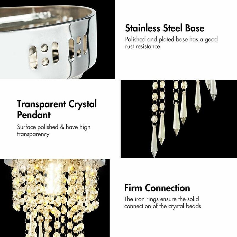 Elegant Ceiling Crystal Chandeliers Durable Polished Stainless Base Unique Appearance Design Crystal (LL1)(LL3)(1U58)