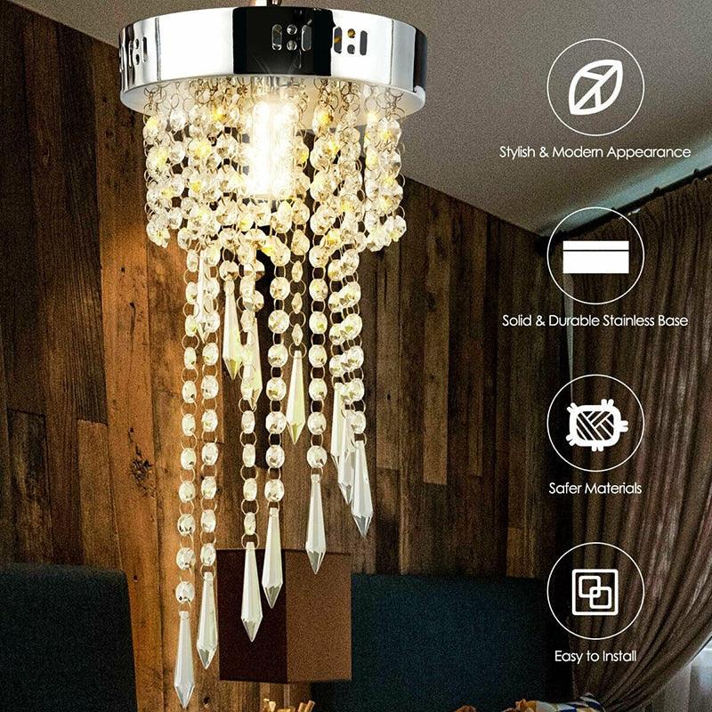 Elegant Ceiling Crystal Chandeliers Durable Polished Stainless Base Unique Appearance Design Crystal (LL1)(LL3)(1U58)