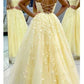 Elegant Evening Dresses - Blue, Yellow Spaghetti Strap - Lace A Line Prom Dresses (WSO3)(WSO5)(WSO4)(F18)