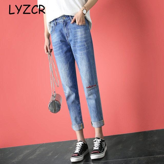 Women's Harem Jeans - Loose High Waist Jeans - With Embroidery Ladies Jeans Trousers (TB6)(F21)