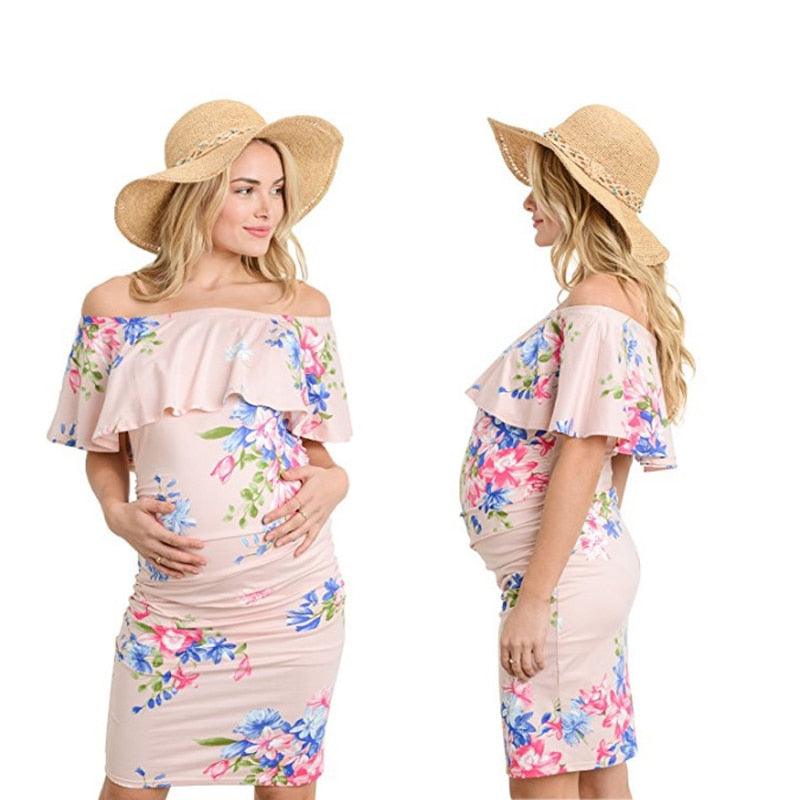 Gorgeous Maternity Dresses - Off Shoulder Pregnancy Floral Dresses - Summer Pregnant Dress (5Z1)(7Z1)(1Z1)(Z9)(Z7)