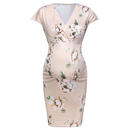 Nice Pregnancy Dress - Deep V Neck - Maternity Summer Floral Pregnant Wear Fashion Dresses (5Z1)(3Z1)(Z9)(F5)