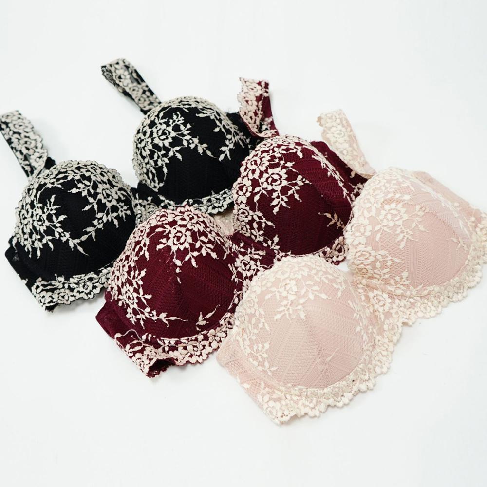 Great Europe Women Underwear Lace Embroidery 1/2 Push Up Bra Set - Comfortable Adjustable Large Size B C Cup Brassiere Set (TSB4)