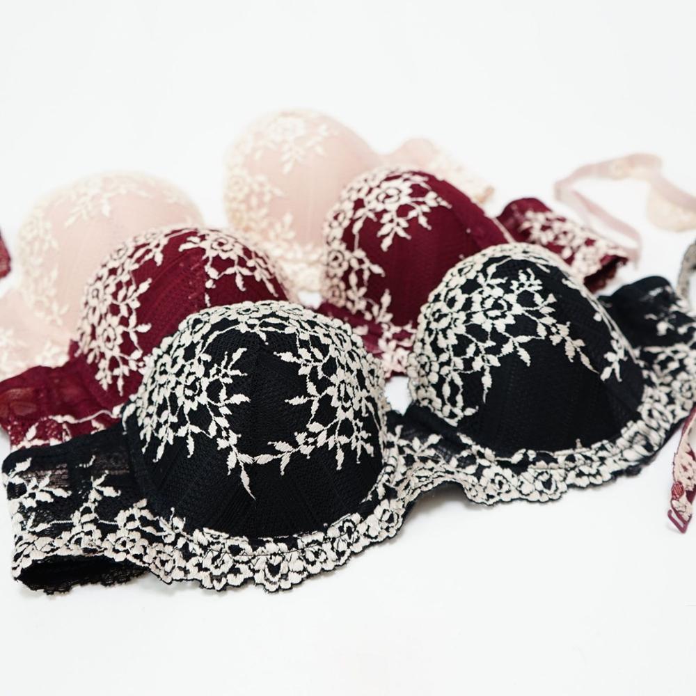 Great Europe Women Underwear Lace Embroidery 1/2 Push Up Bra Set - Comfortable Adjustable Large Size B C Cup Brassiere Set (TSB4)