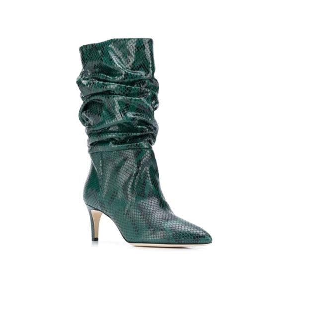 European & American Style Pointed Toe High Stiletto Heel Retro Pleated Short Boots (D38)D36)(BB1)(BB2)(CD)(WO4)