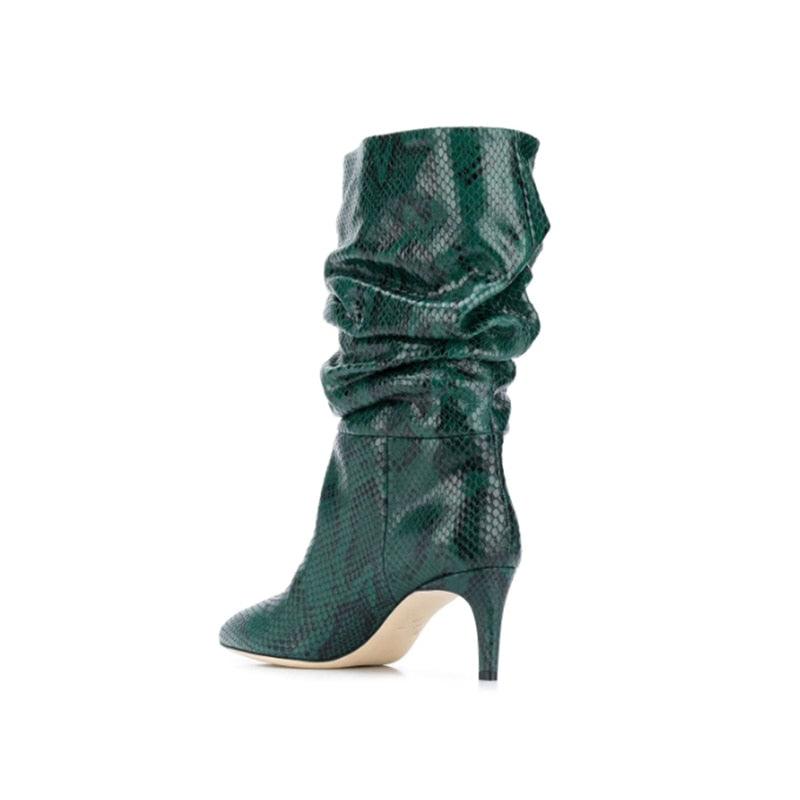 European & American Style Pointed Toe High Stiletto Heel Retro Pleated Short Boots (D38)D36)(BB1)(BB2)(CD)(WO4)