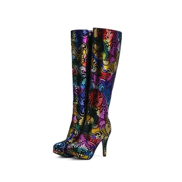 Amazing Waterproof Platform Knee Length Boots - High Stiletto Round Toe Fashion Boots (BB3)(BB2)(CD)(WO4)(F38)(F42)
