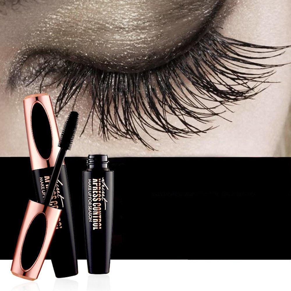 Eyelash Mascara 4D Silk Fiber Long Curling Black Waterproof Silicone Brush Head Lengthening Thicker (M2)(1U86)