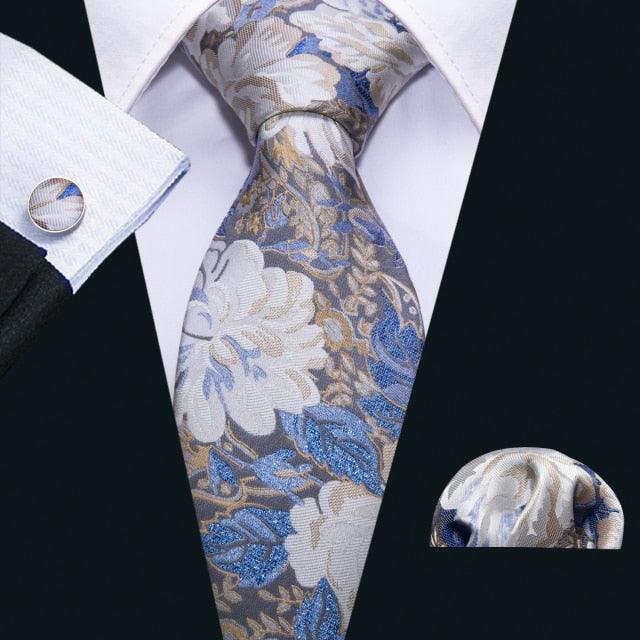 Paisley 100% Silk Jacquard Tie Hanky Cufflinks Set - Business Wedding Party Ties (2U17)