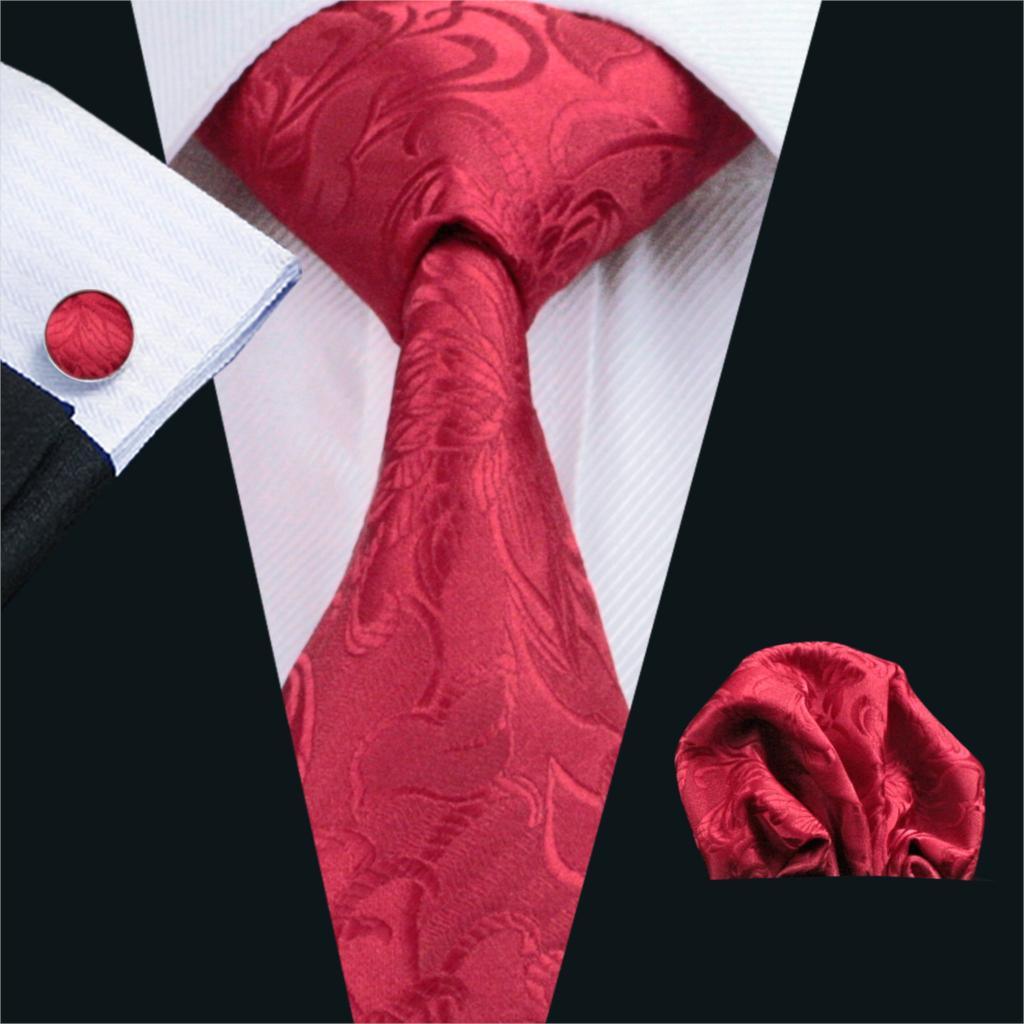 Great Men's Tie - Floral Silk Jacquard Woven Classic Tie - Hanky Cufflinks Set (2U17)