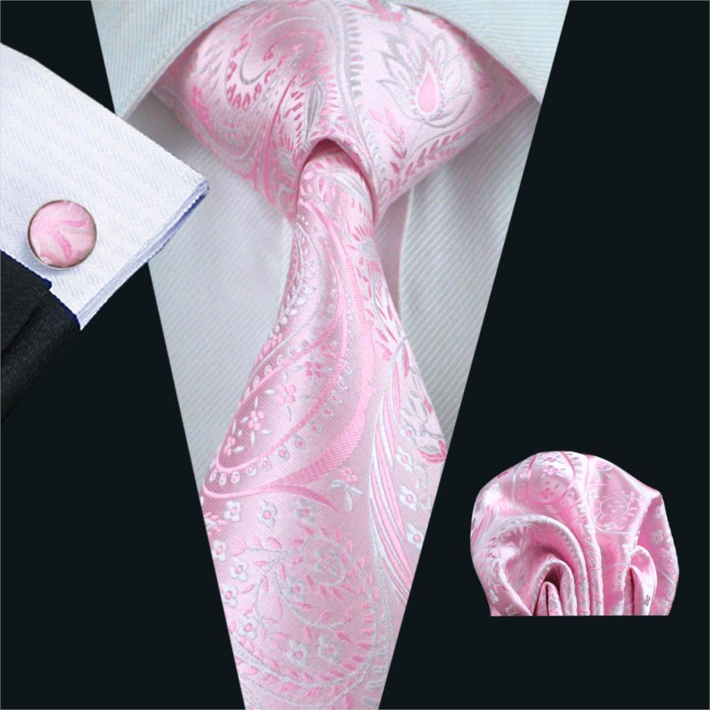 Trending Paisley 100% Silk Jacquard Tie - Hanky Cufflinks Set- Business Wedding Party Ties (2U17)