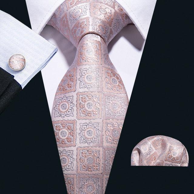 Trending Paisley 100% Silk Jacquard Tie - Hanky Cufflinks Set- Business Wedding Party Ties (2U17)