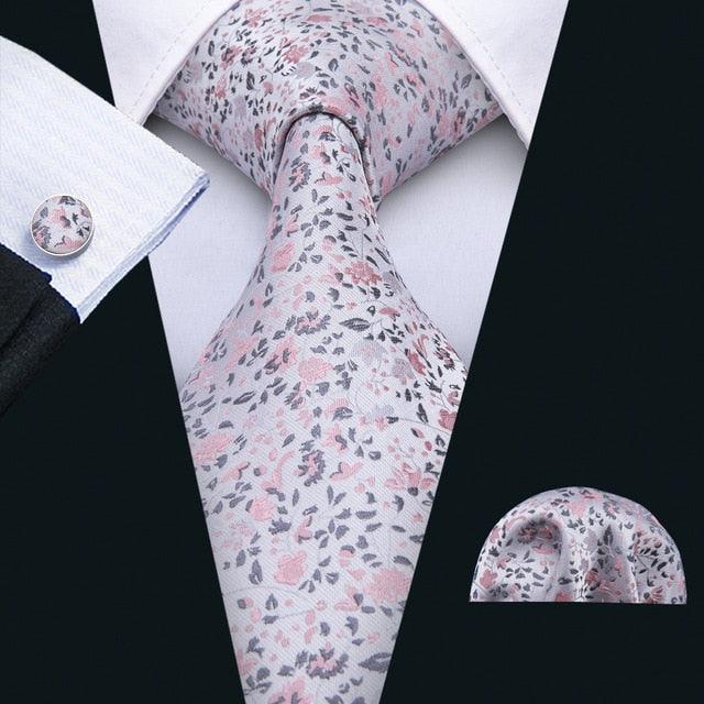 Trending Paisley 100% Silk Jacquard Tie - Hanky Cufflinks Set- Business Wedding Party Ties (2U17)