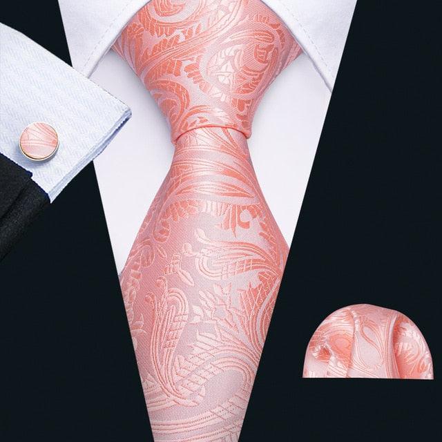 Trending Paisley 100% Silk Jacquard Tie - Hanky Cufflinks Set- Business Wedding Party Ties (2U17)