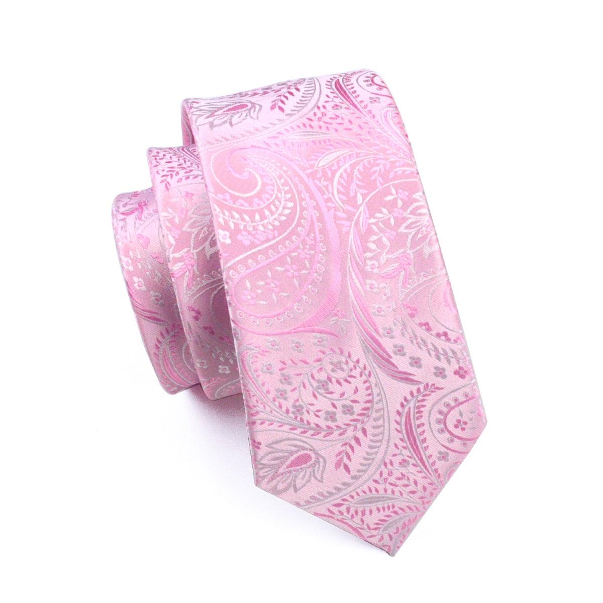 Trending Paisley 100% Silk Jacquard Tie - Hanky Cufflinks Set- Business Wedding Party Ties (2U17)