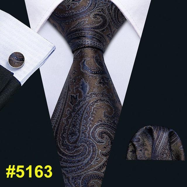 Fashion Classic Tie - Striped Silk Jacquard Woven Necktie Hanky Cufflinks Set (2U17)