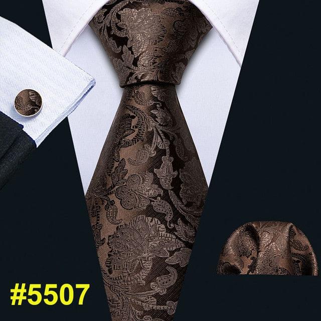 Fashion Classic Tie - Striped Silk Jacquard Woven Necktie Hanky Cufflinks Set (2U17)