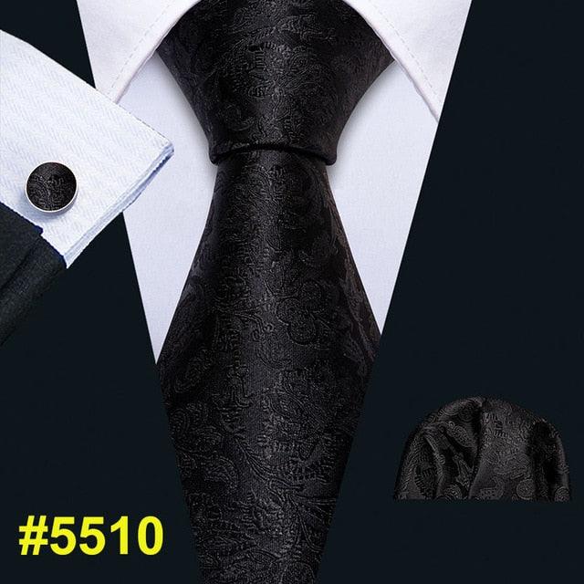 Fashion Classic Tie - Striped Silk Jacquard Woven Necktie Hanky Cufflinks Set (2U17)