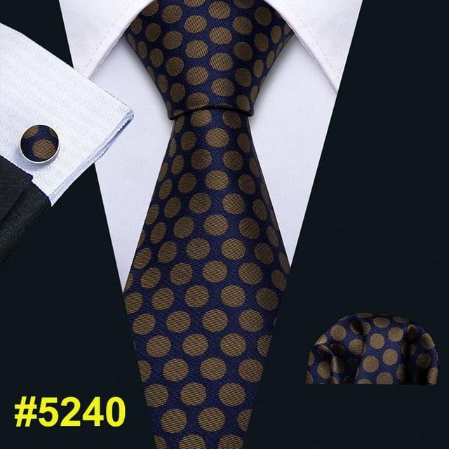 Fashion Classic Tie - Striped Silk Jacquard Woven Necktie Hanky Cufflinks Set (2U17)