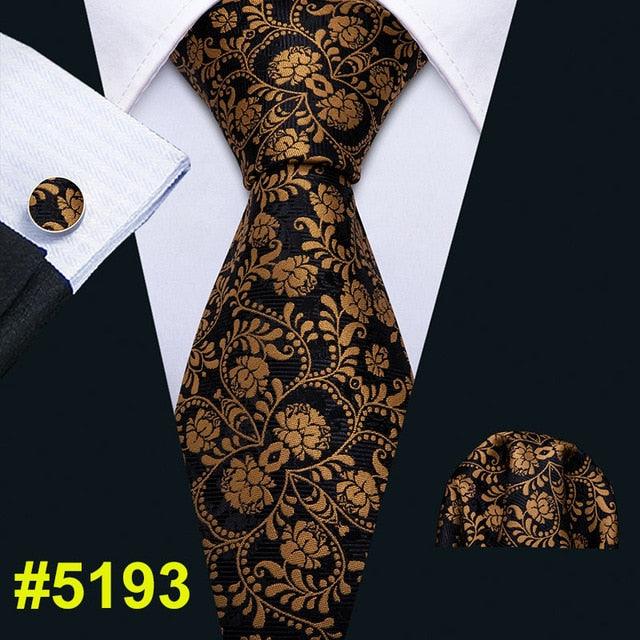 Fashion Classic Tie - Striped Silk Jacquard Woven Necktie Hanky Cufflinks Set (2U17)