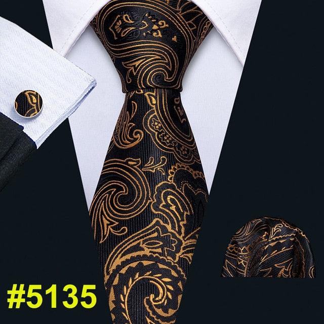 Fashion Classic Tie - Striped Silk Jacquard Woven Necktie Hanky Cufflinks Set (2U17)