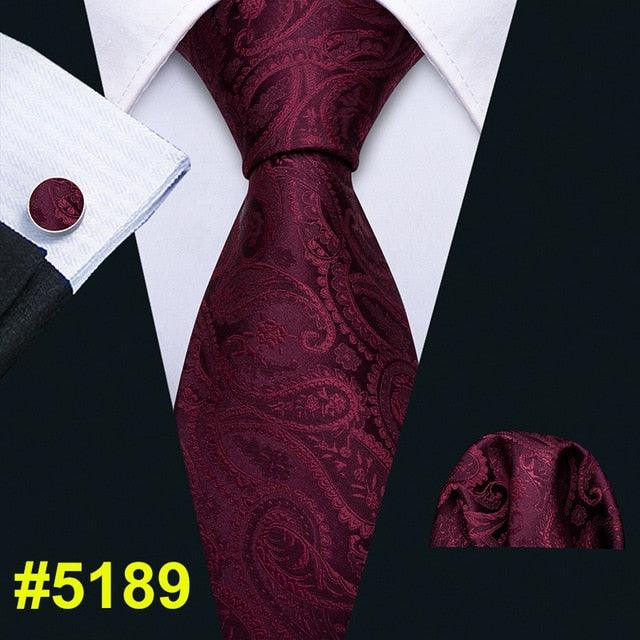 Fashion Classic Tie - Striped Silk Jacquard Woven Necktie Hanky Cufflinks Set (2U17)