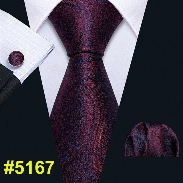 Fashion Classic Tie - Striped Silk Jacquard Woven Necktie Hanky Cufflinks Set (2U17)