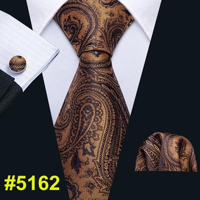 Fashion Classic Tie - Striped Silk Jacquard Woven Necktie Hanky Cufflinks Set (2U17)
