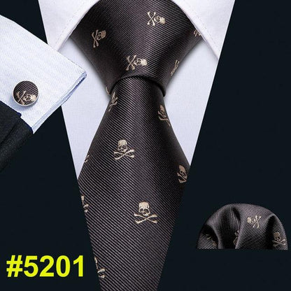 Fashion Classic Tie - Striped Silk Jacquard Woven Necktie Hanky Cufflinks Set (2U17)