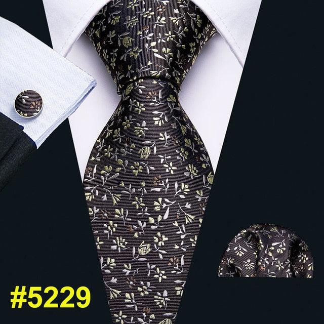 Fashion Classic Tie - Striped Silk Jacquard Woven Necktie Hanky Cufflinks Set (2U17)