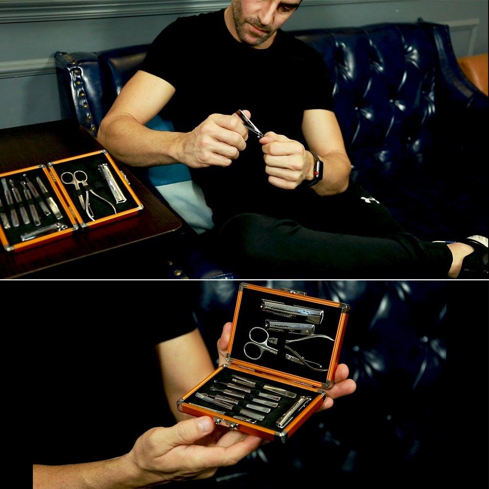 11PCS Manicure Pedicure Set L05 Stainless Steel Nails Clipper Scissors with Luxury Gift Box Gold Case Best Gift (N3)(F85)