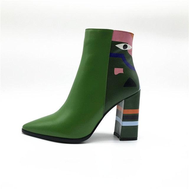 Fashion Women Ankle Boots - High Heels Ladies Shoes - Party Dancing Pumps - Basic Leather (BB1)(BB2)(WO4)(CD)(F38)(F36)(F107)F42)