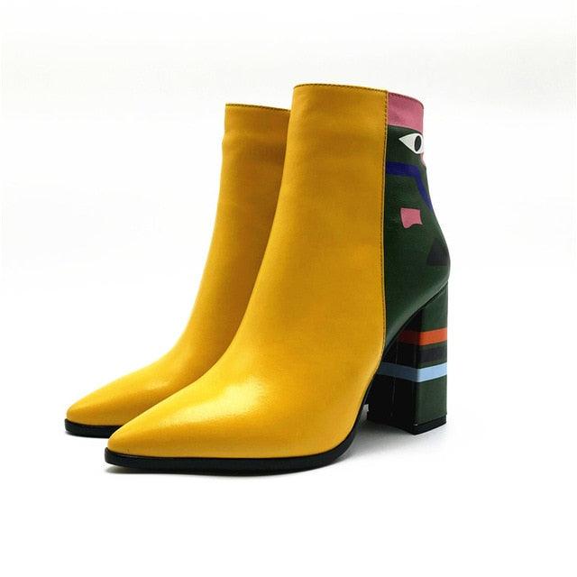 Fashion Women Ankle Boots - High Heels Ladies Shoes - Party Dancing Pumps - Basic Leather (BB1)(BB2)(WO4)(CD)(F38)(F36)(F107)F42)