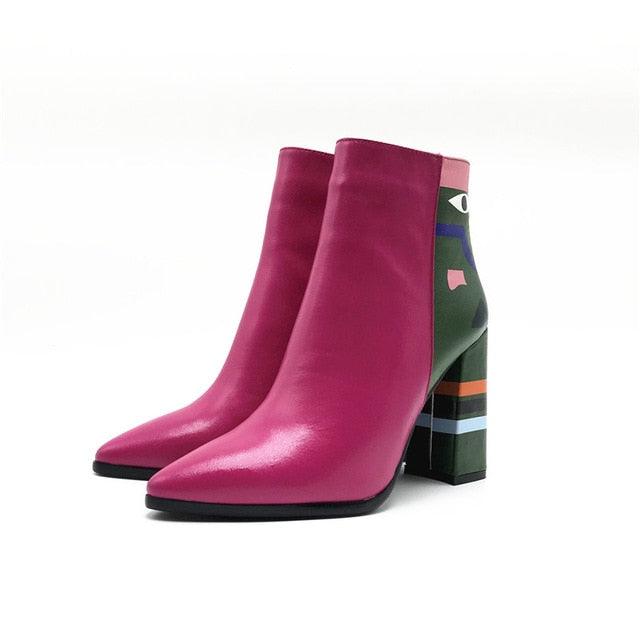 Fashion Women Ankle Boots - High Heels Ladies Shoes - Party Dancing Pumps - Basic Leather (BB1)(BB2)(WO4)(CD)(F38)(F36)(F107)F42)