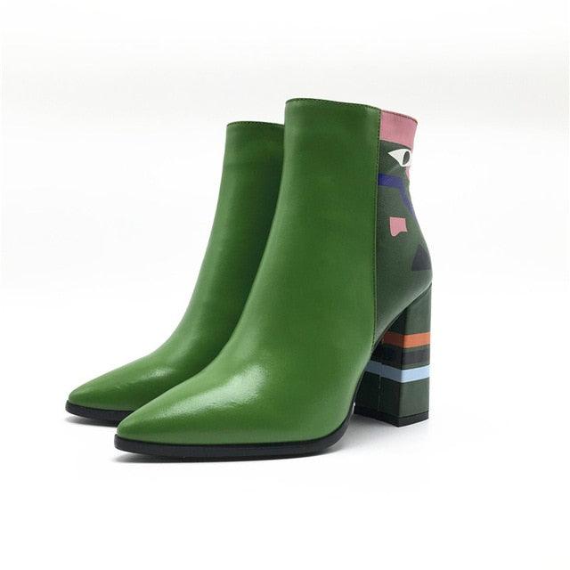 Fashion Women Ankle Boots - High Heels Ladies Shoes - Party Dancing Pumps - Basic Leather (BB1)(BB2)(WO4)(CD)(F38)(F36)(F107)F42)