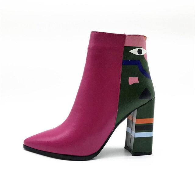 Fashion Women Ankle Boots - High Heels Ladies Shoes - Party Dancing Pumps - Basic Leather (BB1)(BB2)(WO4)(CD)(F38)(F36)(F107)F42)