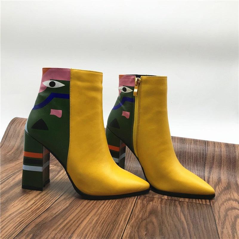 Fashion Women Ankle Boots - High Heels Ladies Shoes - Party Dancing Pumps - Basic Leather (BB1)(BB2)(WO4)(CD)(F38)(F36)(F107)F42)