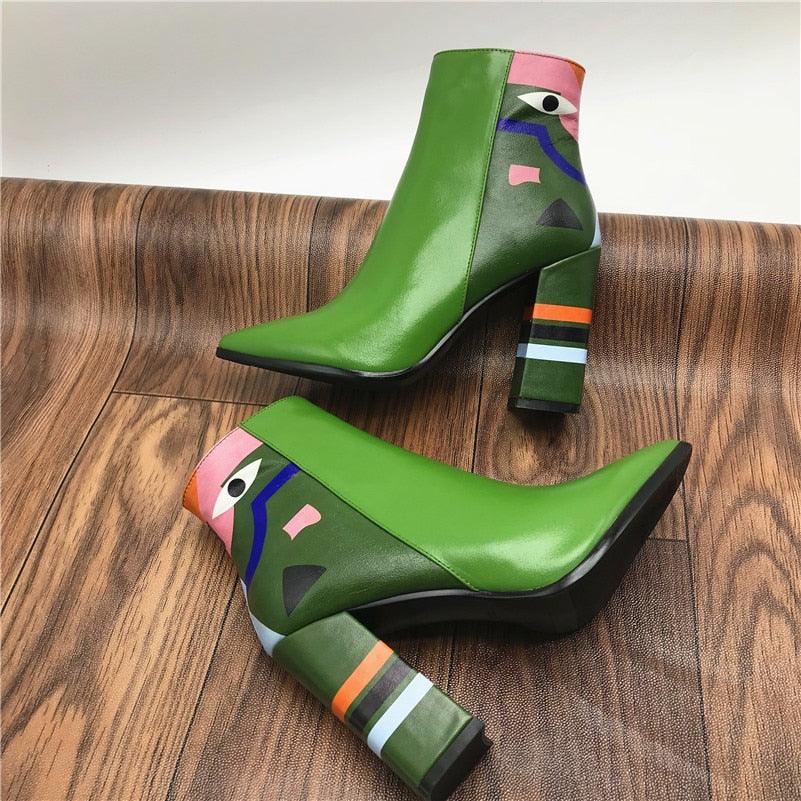 Fashion Women Ankle Boots - High Heels Ladies Shoes - Party Dancing Pumps - Basic Leather (BB1)(BB2)(WO4)(CD)(F38)(F36)(F107)F42)