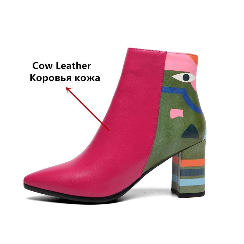 Fashion Women Ankle Boots - High Heels Ladies Shoes - Party Dancing Pumps - Basic Leather (BB1)(BB2)(WO4)(CD)(F38)(F36)(F107)F42)