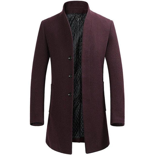 Winter New Wool Blend Coats - Quality Men's Business Casual Wool Overcoat Long Coat Jacket (TM4)(TM3)