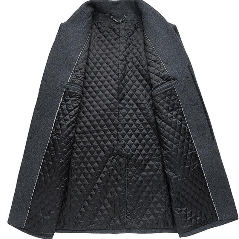 Winter New Wool Blend Coats - Quality Men's Business Casual Wool Overcoat Long Coat Jacket (TM4)(TM3)