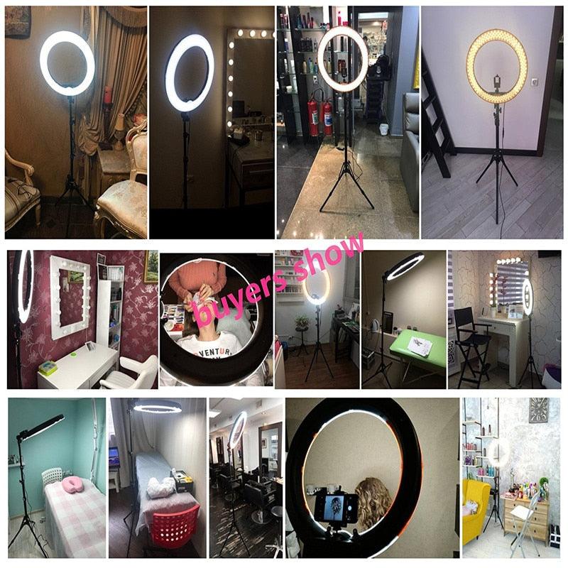FOSOTO 18 Inch led Ring Light Photography Lamp Selfie Ringlight Led Ring Lamp With Tripod Stand For Makeup Youtube Tiktok (MC7)(1U54)